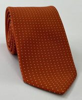 White on Burnt Orange Macclesfield Printed Silk Tie MCPDT-20